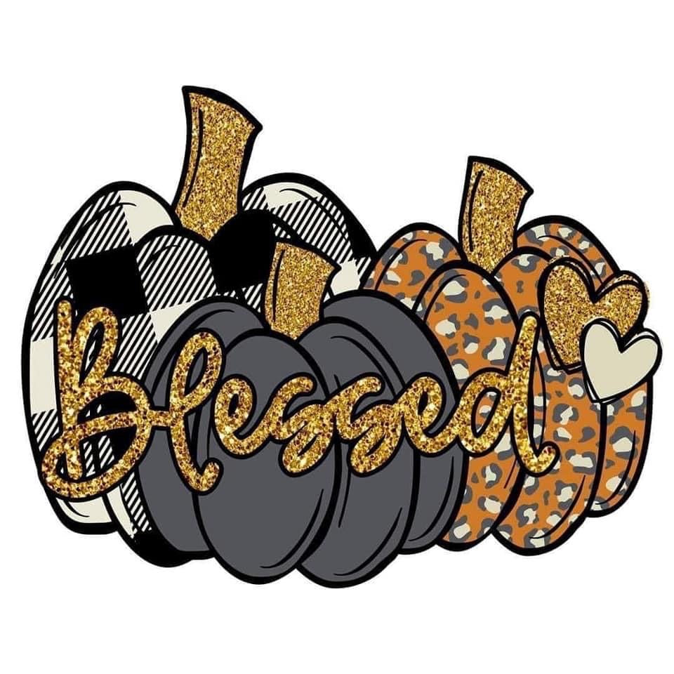 Blessed orange leopard and white buffalo plaid pumpkins