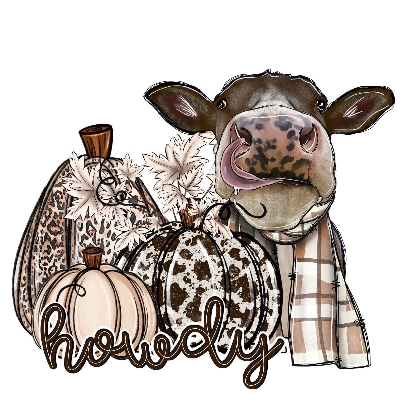 Leopard cowhide howdy winter pumpkin cow