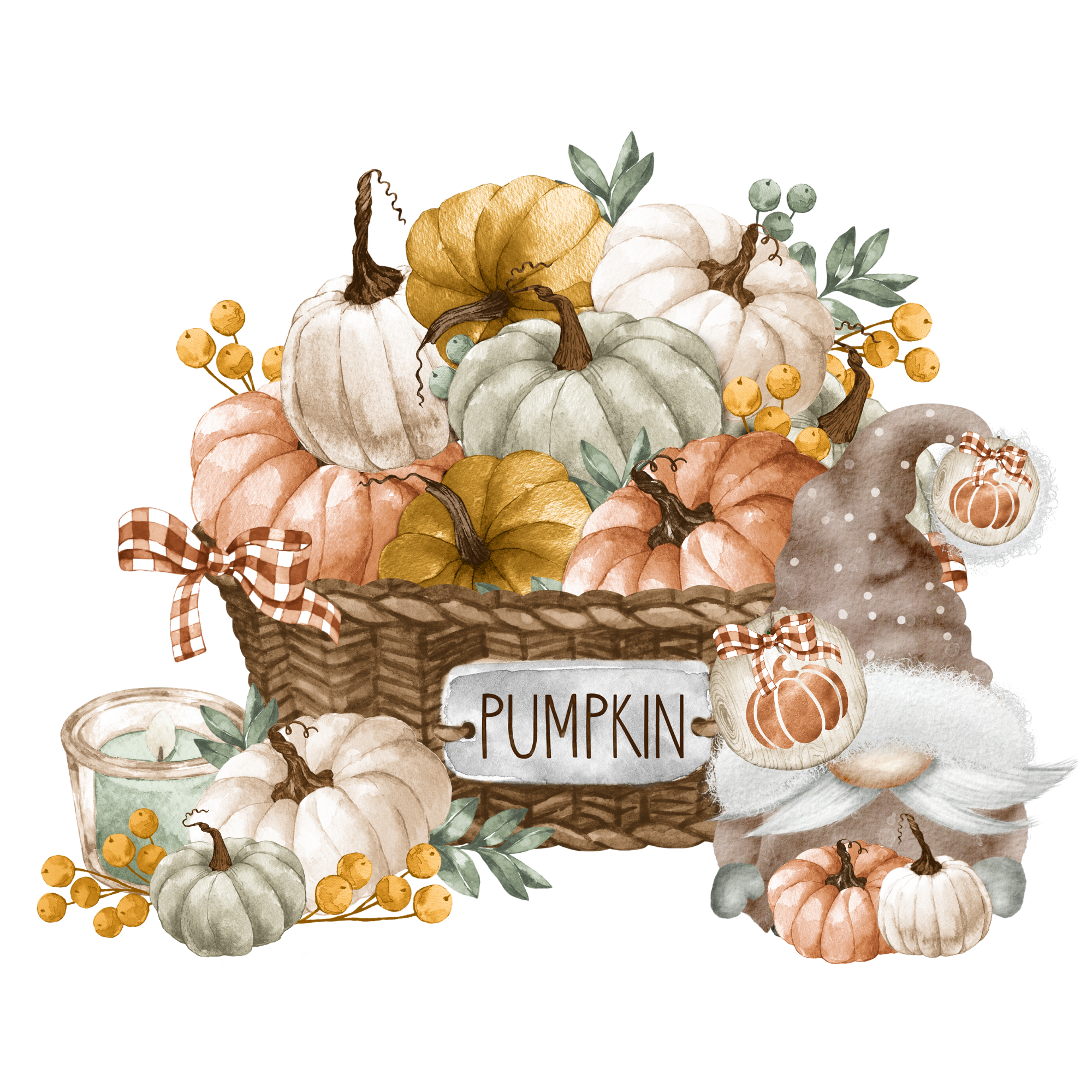 Pumpkins basket gnome