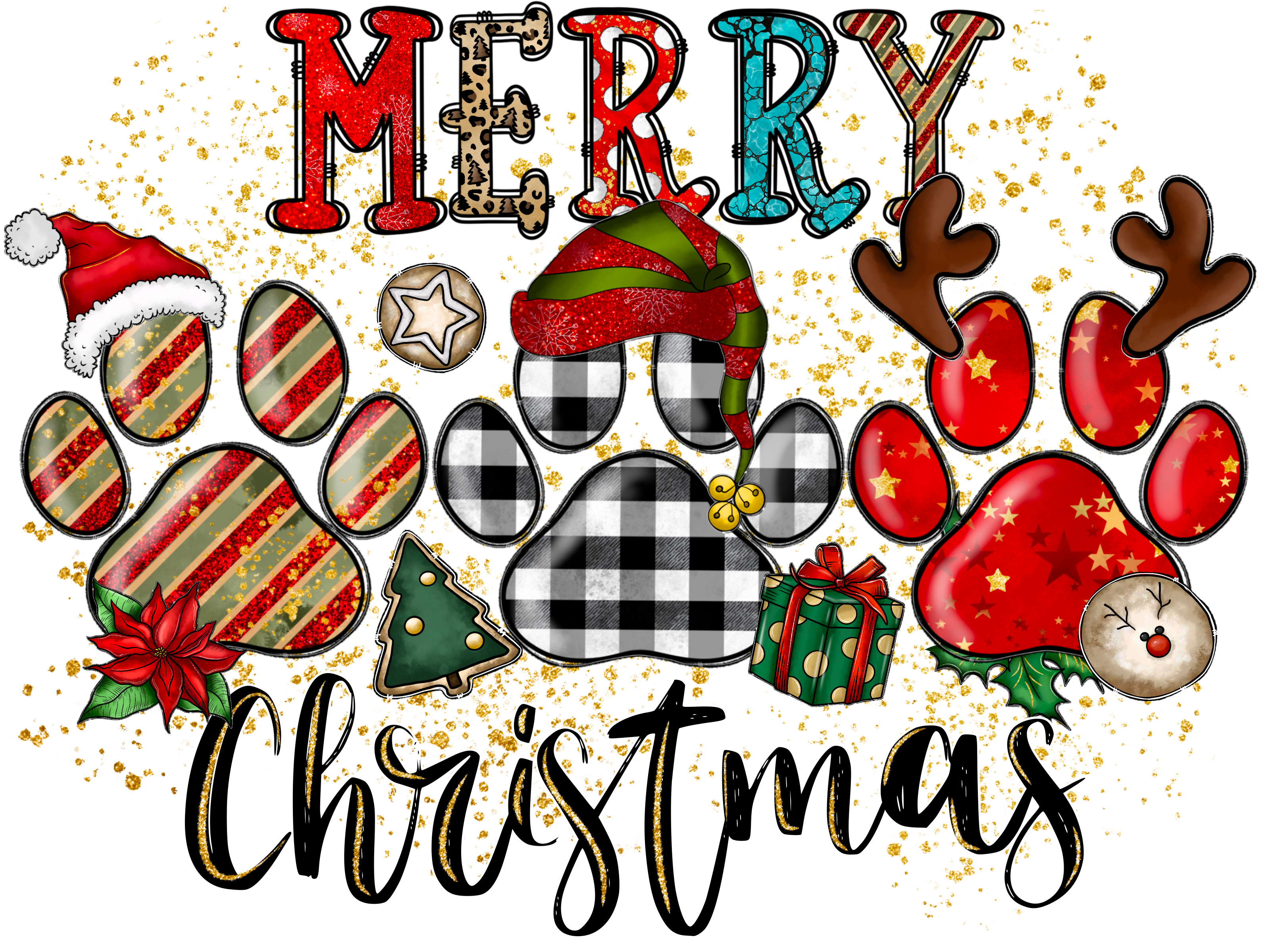 Merry Christmas paw prints